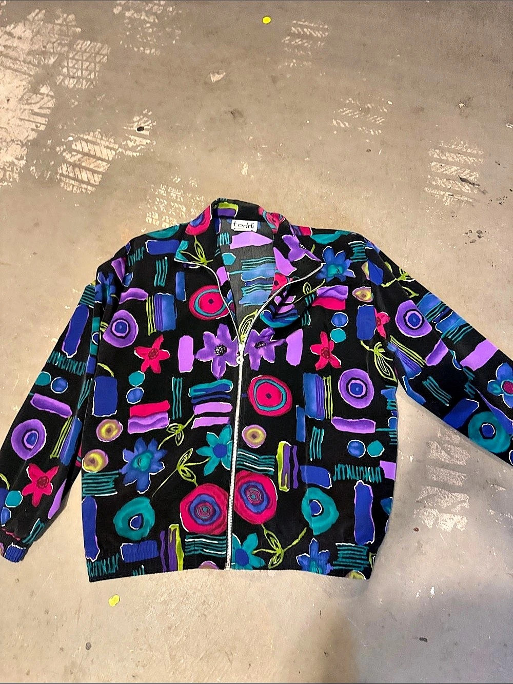 Teddy Women's Floral Bomber Jacket in Black & Purple